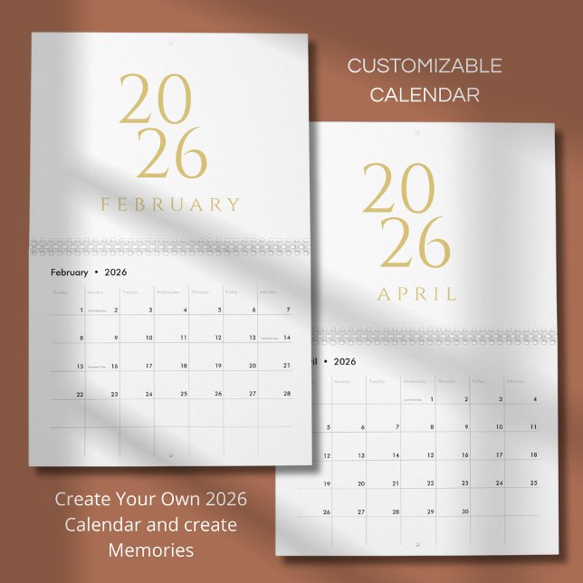 Calendrier Élégant Simple Or 2026 (Créateur téléchargé)