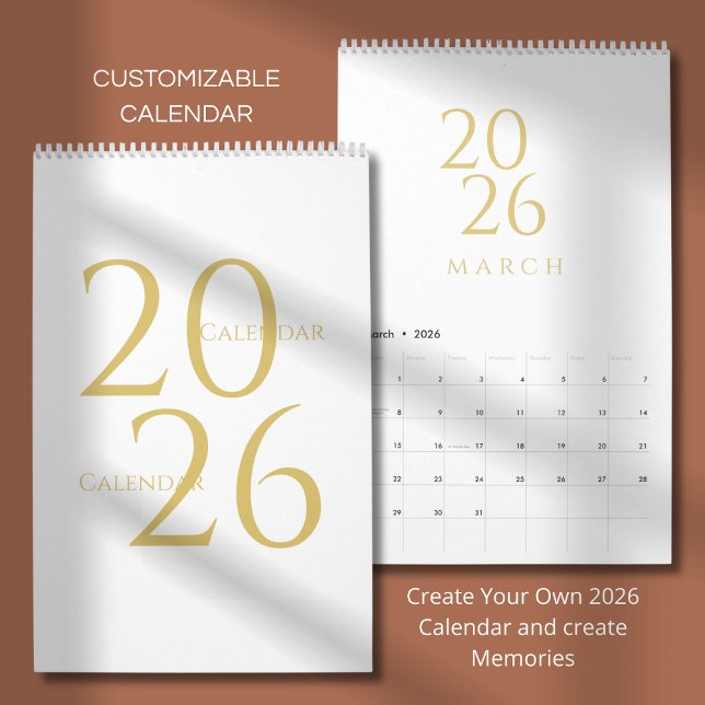 Calendrier Élégant Simple Or 2026 (Créateur téléchargé)