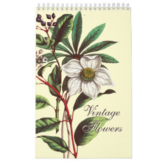 Calendrier Elegant Vintage Botanical Flower Illustrations 
