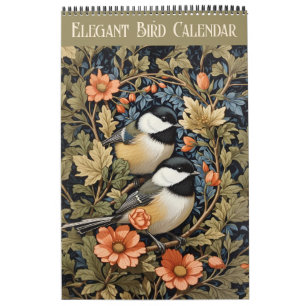 Calendrier Elégant Vintage Floral Birds 2025