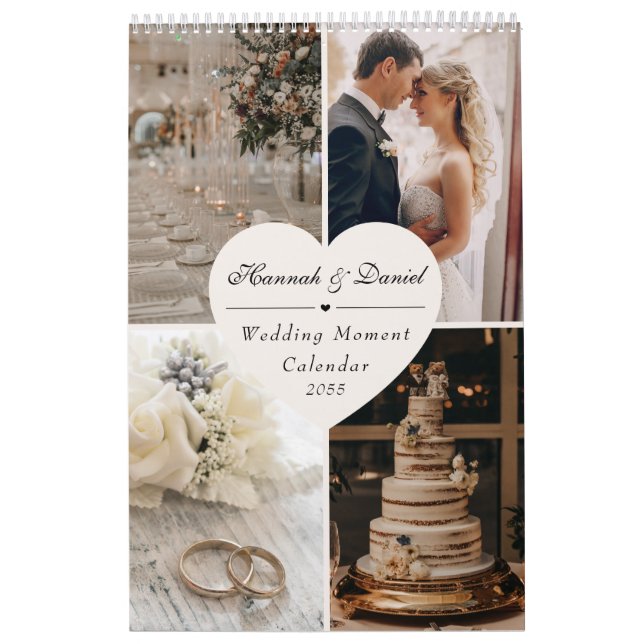 Calendrier Elegant  Wedding Newlyweds Photo Collage 2026 (Protection)