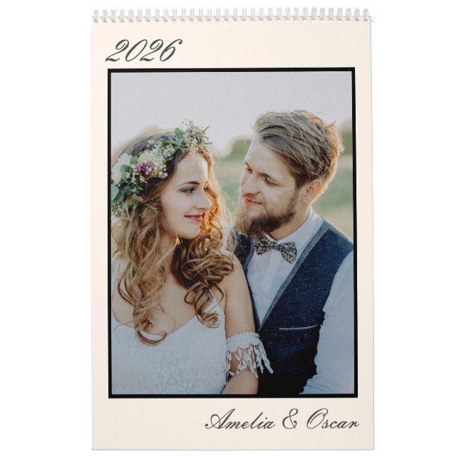 Calendrier Elegant Wedding Year Large Photo Modern Portrait (Protection)