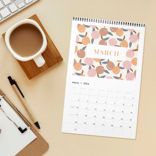 Calendrier Élégants Motifs de fruits (elegant and colourful calendar with fruit patterns)