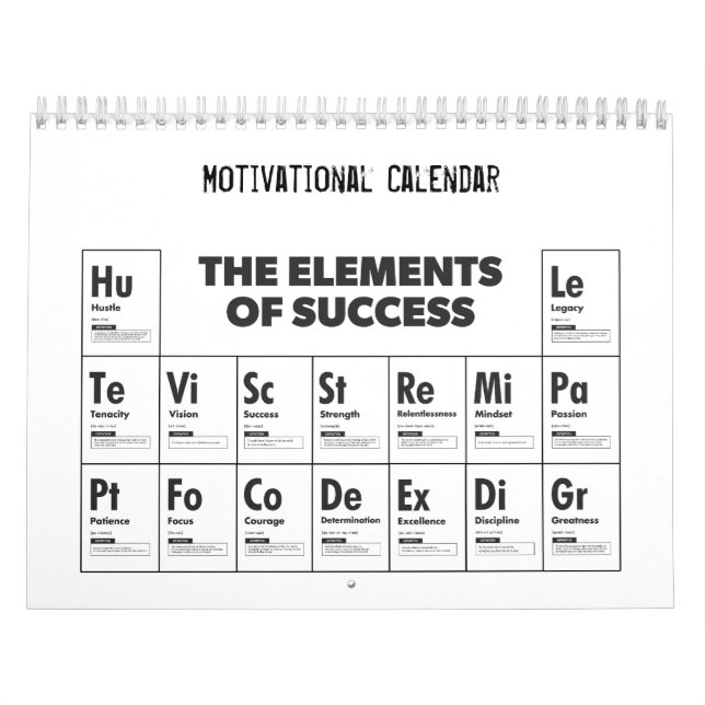 Calendrier Éléments De Succès - Gym Hustle Cale Motivationnel (Protection)