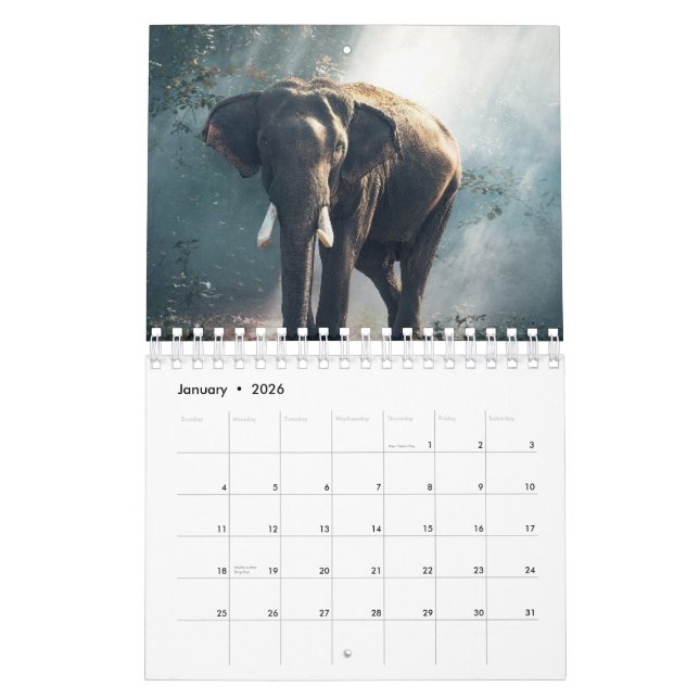 Calendrier Eléphant (Jan 2026)