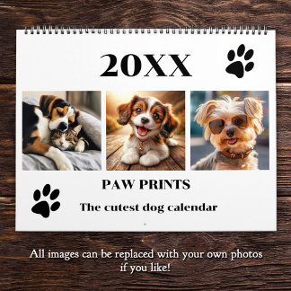 Calendrier Empreintes de pattes Pet Chien Photo Art Grand
