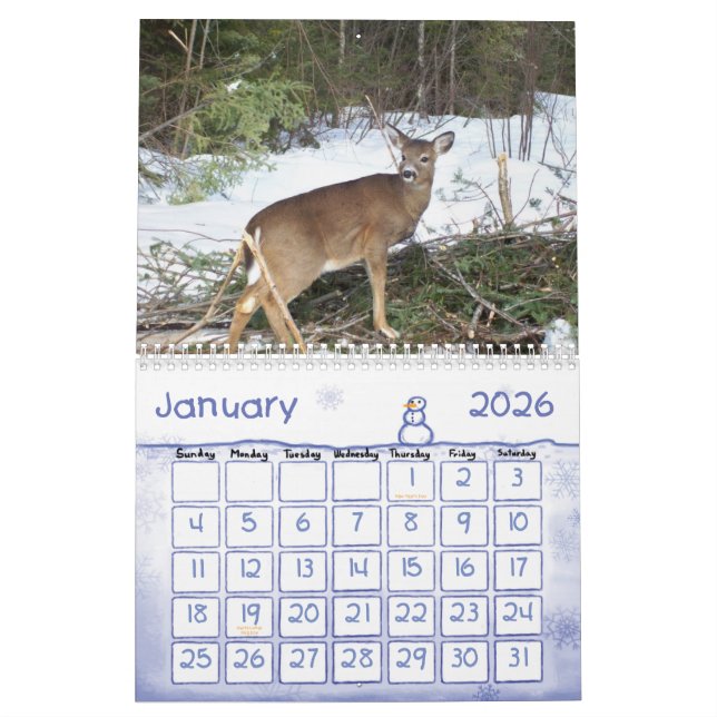 Calendrier en bois et d'eaux 2013 du Maine (Jan 2026)