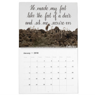Calendrier en lettres de main du vers 2018