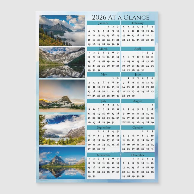 Calendrier en un coup d'œil du Glacier National Pa (Devant)