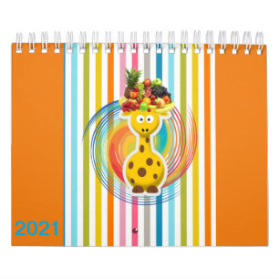 Calendrier Enfants 2021 Giraffe Cochons, Vaches, C