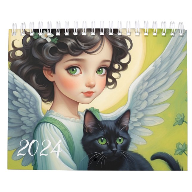 Calendrier Enfants Anges et animaux mignons. 2024 (Dos)