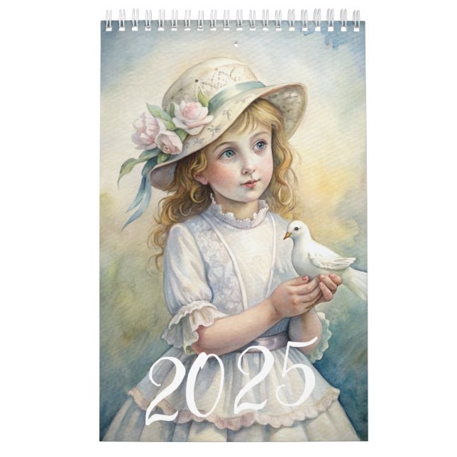 Calendrier Enfants filles Vintage Pâques Dove 2025 (Protection)