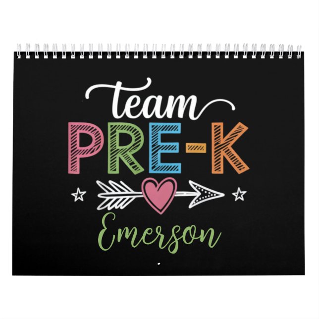 Calendrier Équipe de nom personnalisé Enseignant de maternell (Protection)