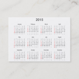 Calendrier et carte de visite de 2015 poches dans