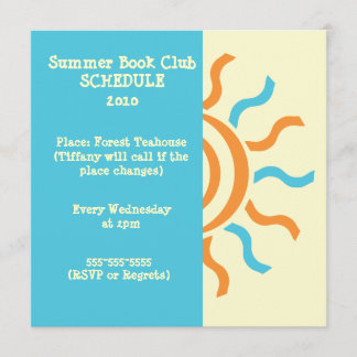 Calendrier et invitation du club de livres d'été e