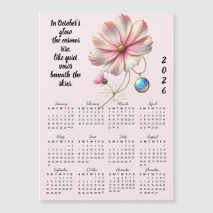 Calendrier et pierre de naissance d'octobre Fleur