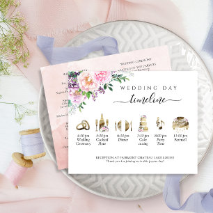Calendrier et programme de mariage rose pêche et v