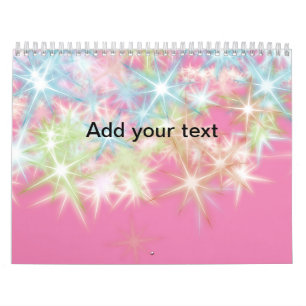 Calendrier Étoiles scintillantes roses rouges simples ajoutez