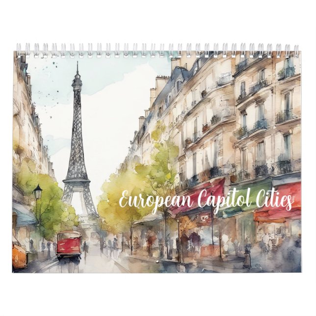 Calendrier European Capital Cities 2026 Watercolor Travel Art (Protection)
