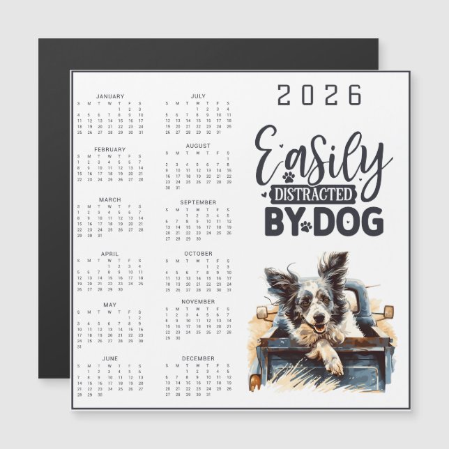 Calendrier Facilement Distrait Par Chien (Devant / Derrière)
