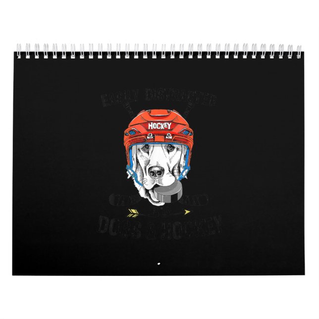 Calendrier Facilement Distrait Par Les Chiens Et Le Hockey (Protection)