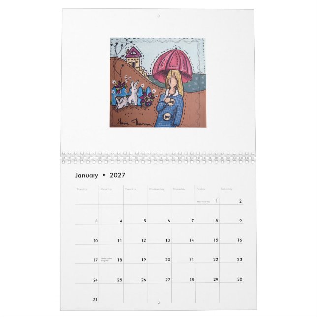 Calendrier fait avec des bandes dessinées de point (Jan 2027)