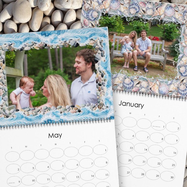 Calendrier familial encadré de 12 mois de Seacoast (Créateur téléchargé)