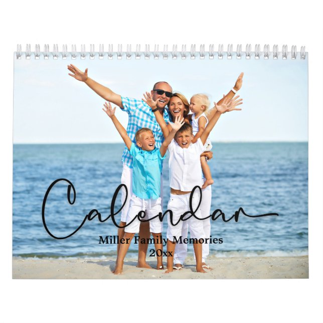 Calendrier familial, photo personnalisée moderne (Protection)