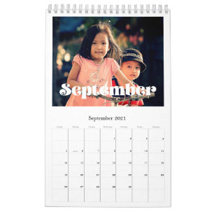 Calendrier familial rétro vintage script 2027