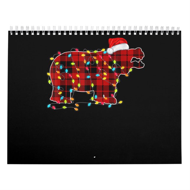 Calendrier Famille de jumelage de lumières de Noël hippo amus (Protection)