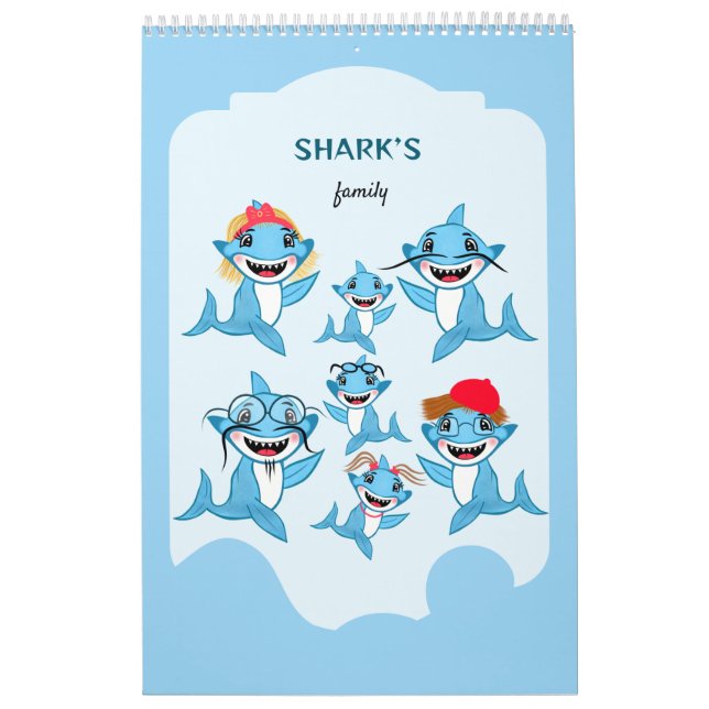 Calendrier Famille de Requins Heureux (Protection)