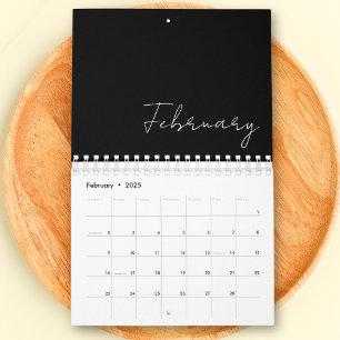 Calendrier Famille de typographie minimaliste noir blanc