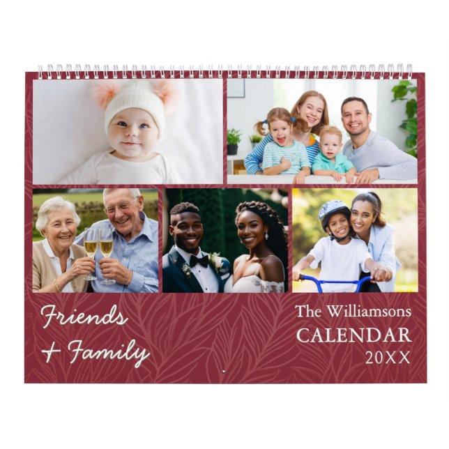 Calendrier Famille et amis Cranberry Red Custom Photos (Protection)