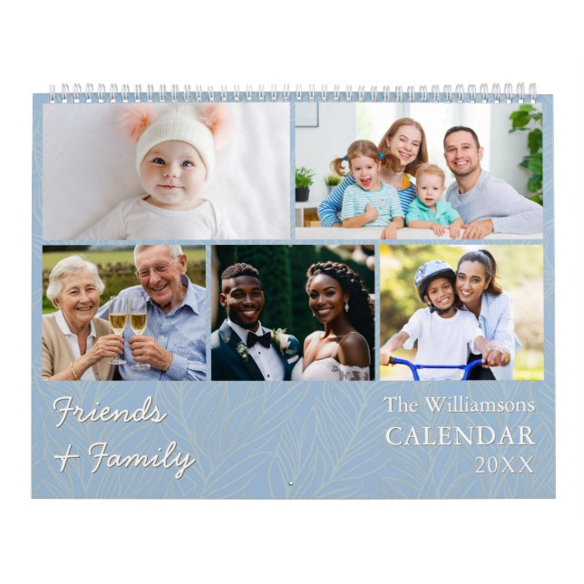 Calendrier Famille et amis Dusty Blue Multi Photo Calendar (Protection)