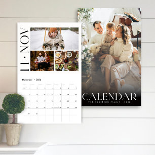 Calendrier Famille minimaliste moderne 3 Photo Collage