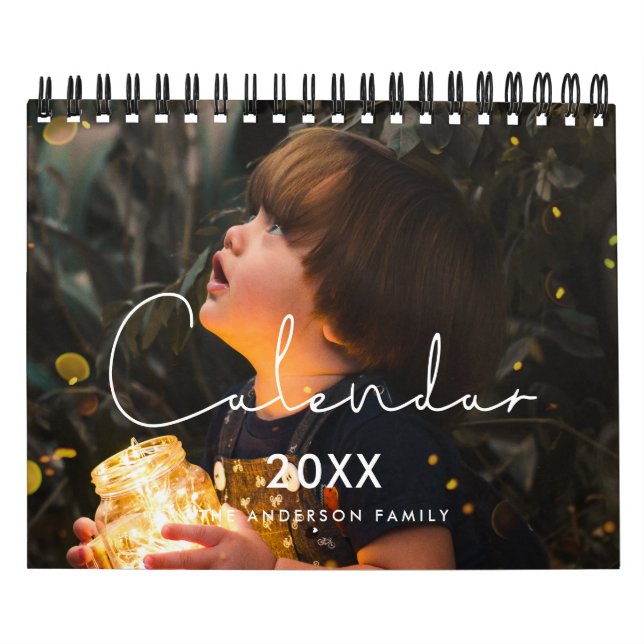 Calendrier Famille minimaliste simple photo 2026 (Protection)