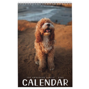 Calendrier Famille moderne photo pleine mignonne manuscrite