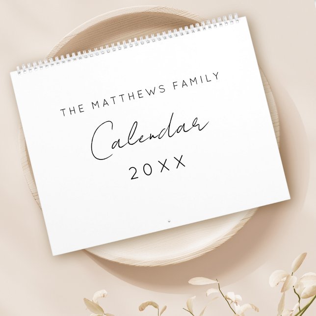 Calendrier Famille Mois d'écriture de script simple minimalis (Créateur téléchargé)