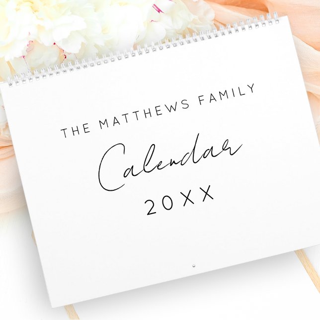 Calendrier Famille Mois d'écriture de script simple minimalis (Créateur téléchargé)