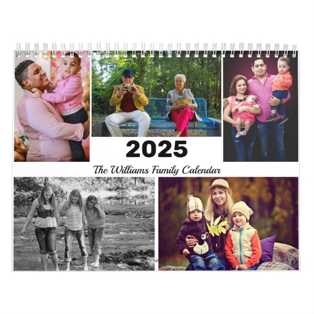 Calendrier Famille personnalisée 17 Photo Collage Modèle 2025 (Protection)