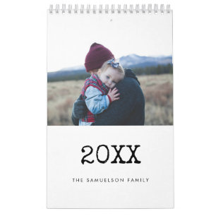 Calendrier Famille vintage de scripts de machine à écrire 202