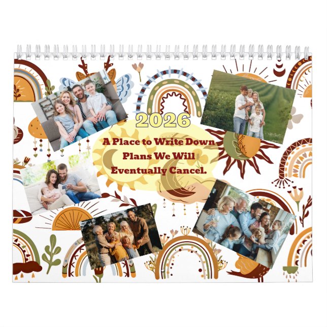 Calendrier Family Photo Collage Fun Modern Terracotta  (Protection)