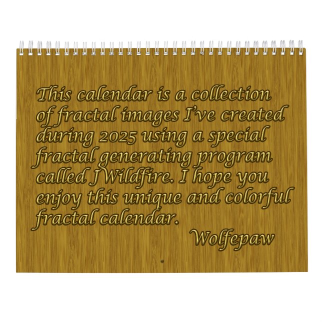 Calendrier Fantabulous Fractals Calendar (Dos)