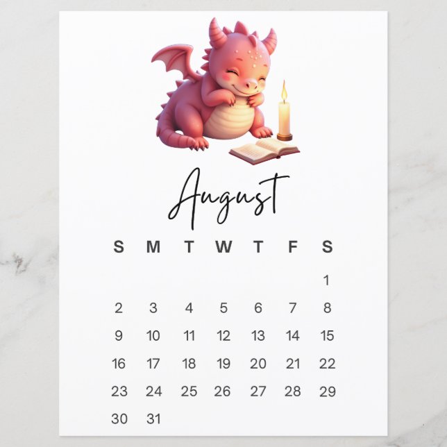 Calendrier Fantastique de Bébé Dragon d'Août  (Devant)