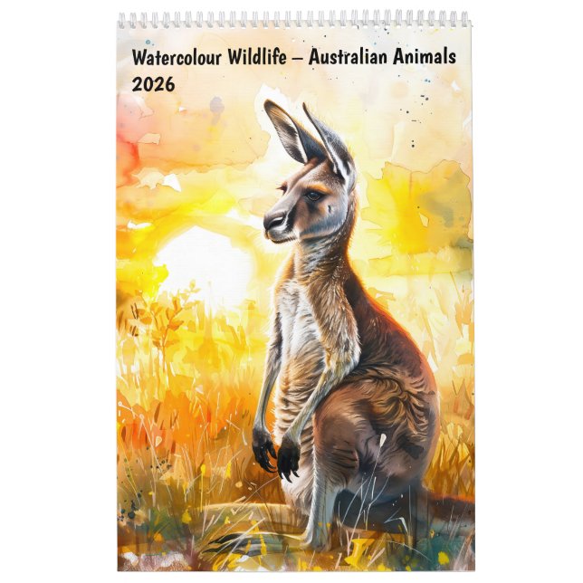 Calendrier Faune à l'aquarelle – Animaux australiens 2026 (Protection)