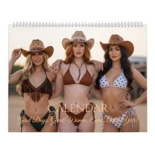 Calendrier Femmes élégantes en chapeaux de cowboy et scènes w