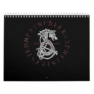Calendrier Fenrir Wolf D'Odin Celtic Norse Runes Distorties