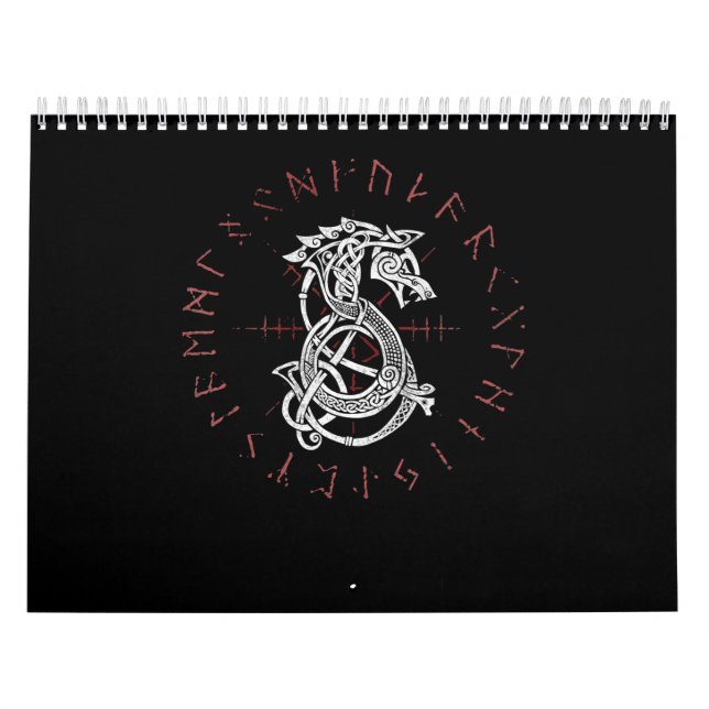 Calendrier Fenrir Wolf D'Odin Celtic Norse Runes Distorties (Protection)