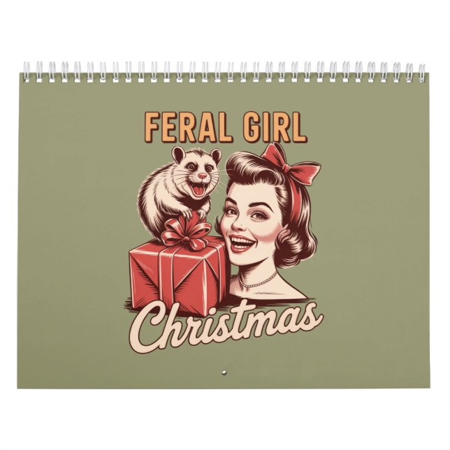 Calendrier Feral Girl Noël Opossum Xmas Trashy Retro (Protection)