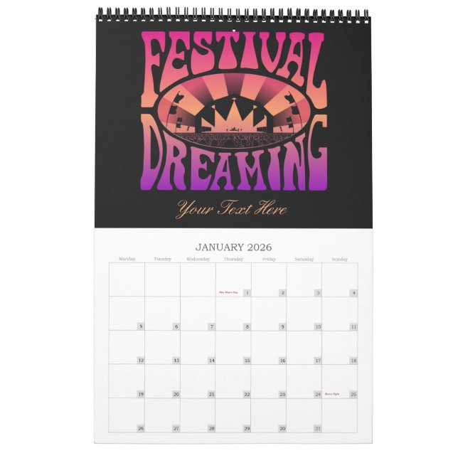 Calendrier Festival Dreaming Retro Raspberry-Apricot-Plum (Jan 2026)